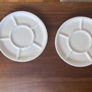 Crate and Barrel divided ceramic fondue plates from Portugal